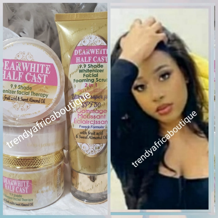 6pcs set: Evob Dear white halfcast whitenizer lotion, serum, face cream, VIP MOLATO soap, face scrub + face soap