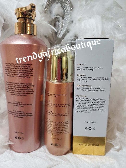 Papaya Gluta pro-advance whitening body lotion and anti ageing whitening serum deeply exfoliates and whiten with Spf 40.  Super anti ageing whitening set