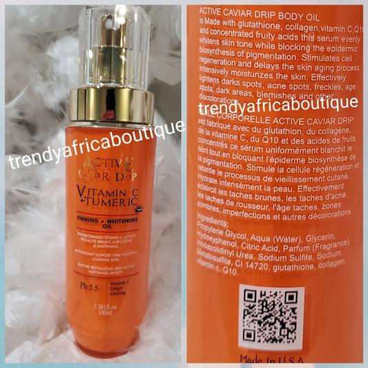 Active Caviar drip vitamin C, ginger, ginseng & Tumeric skin firming and whitening serum/oil 100mlx 1