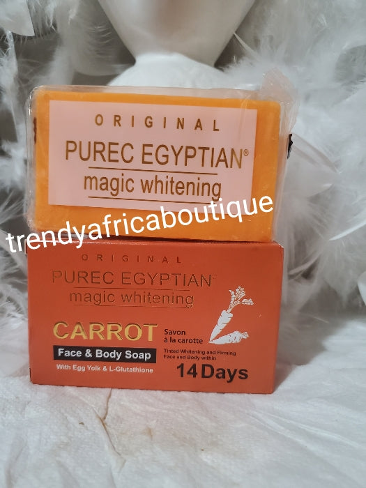 Original purec Egyptian Magic Whitening CARROT SOAP für Gesichts- und Körperseife mit Karotte und L-Glutathion, 160 g Riegel x 1.