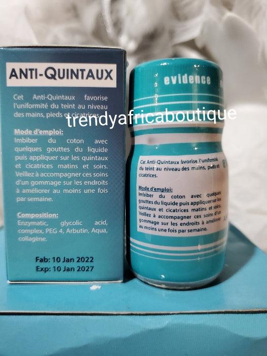 Evidence anti Quintals fast brightening solution for your dark knuckles, knees and elbows 30mlx 1 100% satisfaction