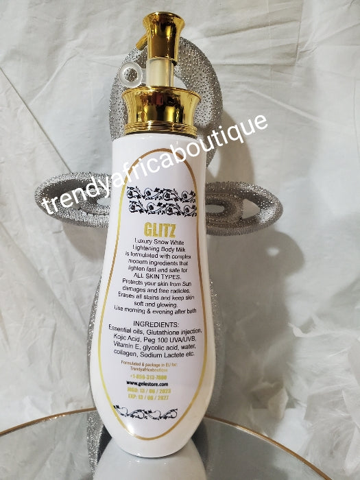 New product alert:2pcs Glitz luxury SNOW WHITE skin repair body milk 500ml and Glutathion snow white super whitening serum 100ml. FLAWLESS MILKY WHITE COMPLETION!! 100% satisfaction