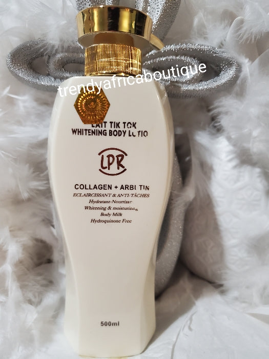 New product alert, Lait TIK TOK lightening body lotion with collagen & albutin intense brightening & nourishing high body milk 500mlx1. Ecclaircissant + anti tache