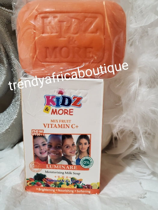 2pcs. Kids & more moisturizing, brightening and nourishing body lotion with mix fruits & vitamin C. Almond oil, coconut oil. 400mlx1 & one soap. For all skin type!!