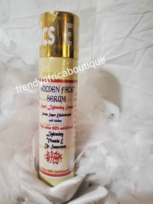 X 1 Bottle: Original golden face whitening serum. For all skin type. Anti dark spots and stains. Mix this amazing serum/oil into your body lotion for a clearer, softer skin. NEW PACKAGING!