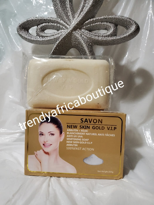 New skin Gold VIP advanced lighting Night face and body soap 200g x 1 Formulated with kojic + Arbutin