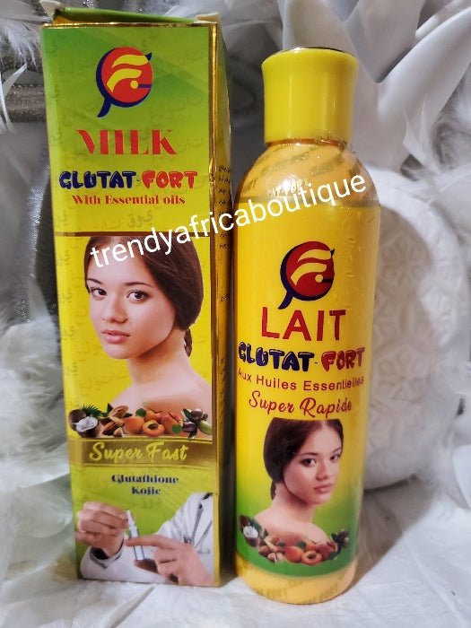 Lait Glutat Fort Glutathion, Kojic + Körperlotion mit ätherischen Ölen. Anti-Dehnungsstreifen, Dehnungsstreifen-Superschnellmilch 250 ml x 1