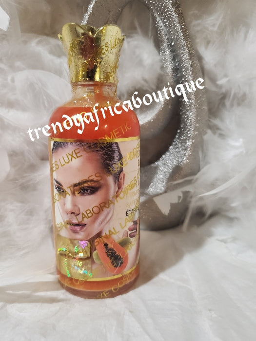 4pcs set; NEW ORIGINAL Purec Egyptian magic Gold papaya body lotion, whitening and glowing shower gel, face cream and papaya & snail slime.  Sold as a set
