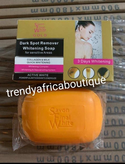 Final white Gold dark spot remover whitening soap for Sensitive areas. 3 days whitening complex with collagen 200g x 1