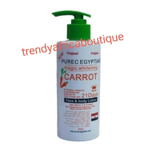 X2 bottle Original Purec Egyptian magic whitening carrot lotion 300ml.  Fast action lightening for face and body. Formulated with natural ingredients. Hydroquinone free!!