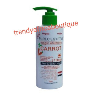 X 1  bottle Original Purec Egyptian magic whitening carrot lotion 300ml.  Fast action lightening for face and body. Formulated with natural ingredients. Hydroquinone free!!