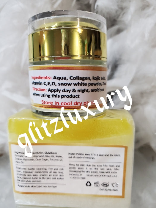 New product alert: Glitzluxury SNOW WHITE anti-aging face cream with vit. C & SPF40  and snow white kojic soap for face & body. FAST ACTION whitening. Anti spots, wrinkles
