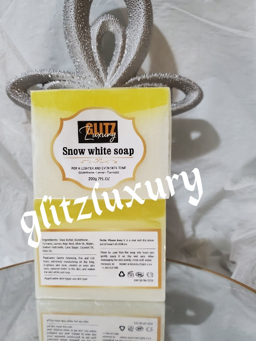 New product alert: Glitz luxury SNOW WHITE anti-aging snow white kojic soap skin lightening and EVEN COMPLEXION for face & body. FAST ACTION whitening. Anti spots, wrinkles. 200gx 1