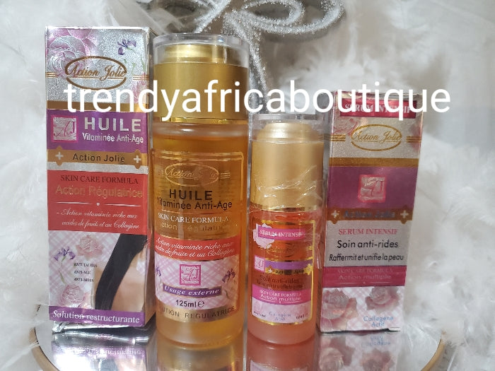 Perfect combo: 2pcs combo: Action Jolie Triple action intense whitening, anti-aging treatments serum PLUS Action jolie oil 125ml or face and body oil with collagen