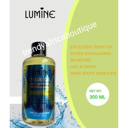 LUMINE anti aging tissue oil. Smoothening and moisturizing  face, body & hair oil  formula. Nourishing oil for all skin types super glowing, anti dark sport, stretch marks, scars. hydrating moisturizing. 300mlx 1