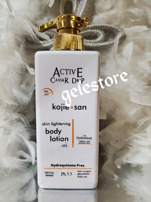 3pcs. Set Active Caviar Drip kojie san skin lightening body lotion, shower gel ORGANIC FORMULA PLUS Gluta C 24k gold serum. Spf 50  Lightens and Protects your skin. Super Safe for aging skin!!