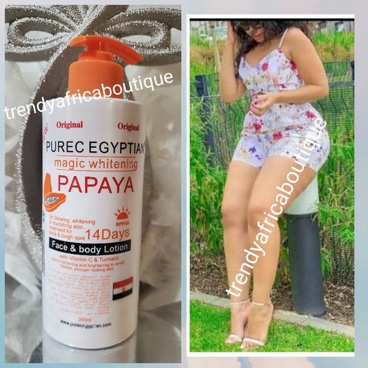 WIEDER AUF LAGER!! Original Purec Egyptian Magic Whitening Papaya-Lotion 300 ml. Schnell wirkende Aufhellung für Gesicht und Körper. Mit natürlichen Inhaltsstoffen formuliert. Hydrochinonfrei!!