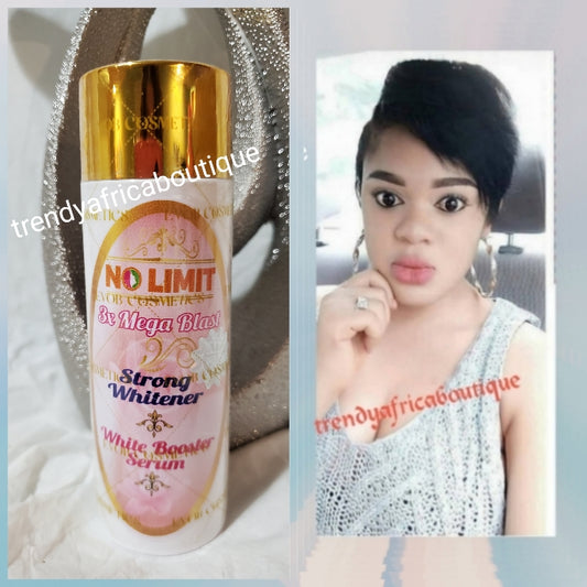 New packaging MORE ACTIVEWHITENIN of NO LIMIT 3X Mega blast strong whitener white booster serum. Gives you up to 6 shades whitening 100ml, 100% response on dark spots and skin irregularities. Best use with NO LIMIT body lotion.