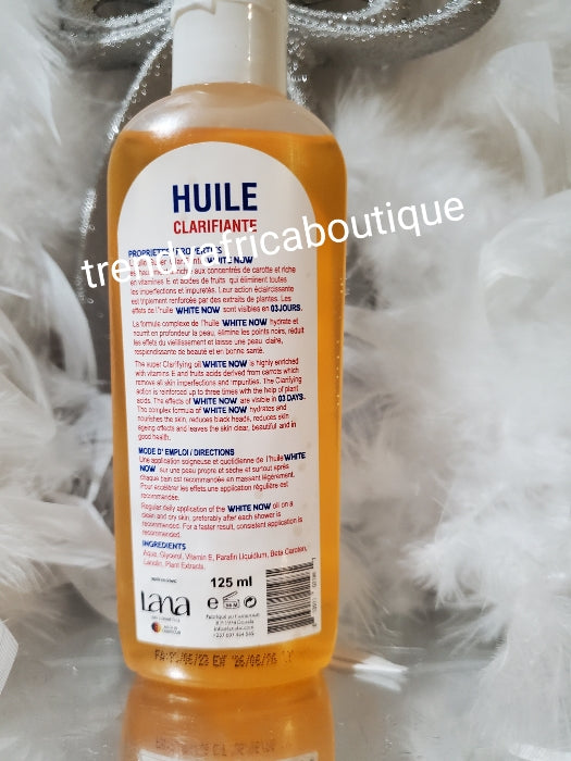 ORIGINAL White Now huile Clarifiante super Rapid, triple action serum/oil 125m x 1 bottle. Formulated with beta carotein, fruit acid for all skin types