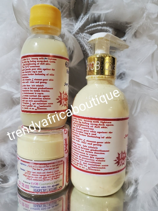 3pcs set: Golden face lightening body lotion, Golden face beautifying milk PLUS; a Super lightening & glowing concentre and Golden face crown Anti tache 100% satisfaction