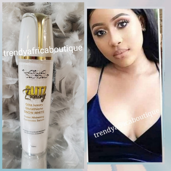 New Banga alert: GLITZ LUXURY glutathion SNOW White concentred serum. SUPER WHITENING CONCENTRE. MUST BE MIX before use. 100ml x 1 Anti stains & marks. 100% response