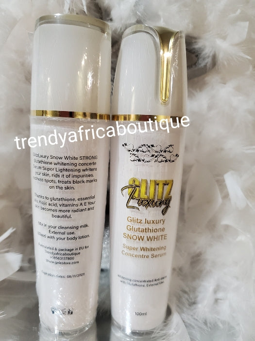 2pcs set: GLITZ LUXURY glutathion SNOW White concentred serum 100mlx 1 PLUS Snow white Talking oil 250mlx 1. Perfect promix combo 🔥👌. 100% SATISFACTION