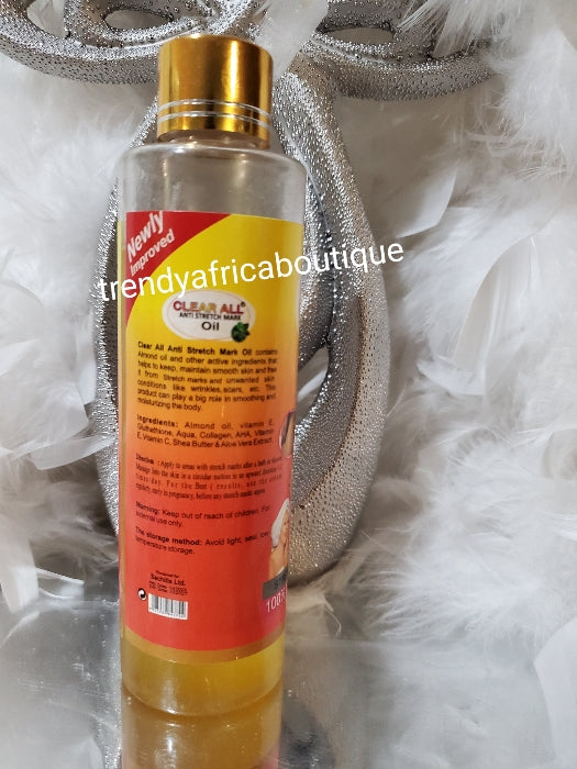 NEWLY IMPROVED: CLEAR ALL Anti stretch marks oil. 120ml x1 bottle sale. Super active 100% natural treatment oil. Can be added into body lotion