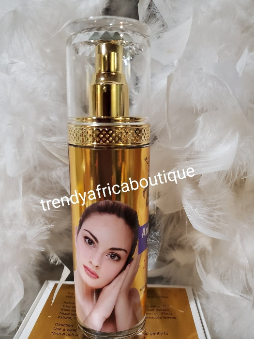 Glitz luxury anti acne face serum 120ml x 1. Formulated with Tumeric oil, tea tree & green tea extracts. Treats and prevents more acnes. A MUST HAVE!!!! .