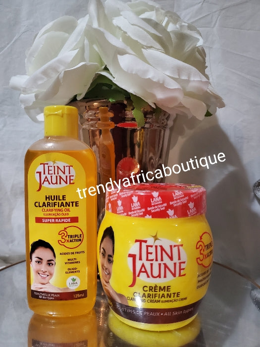 2pcs set Teint Jaune triple formula lightening & glowing CUP CREAM and  teint jaune oil  SUPER RAPID, TRIPLE ACTION 300G X 1 CUP. Carote oil & vitamin E.