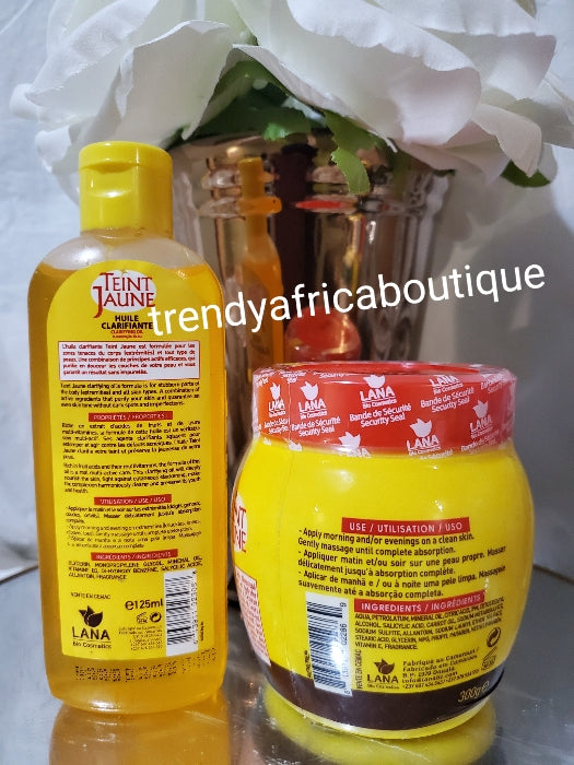 2pcs set Teint Jaune triple formula lightening & glowing CUP CREAM and  teint jaune oil  SUPER RAPID, TRIPLE ACTION 300G X 1 CUP. Carote oil & vitamin E.