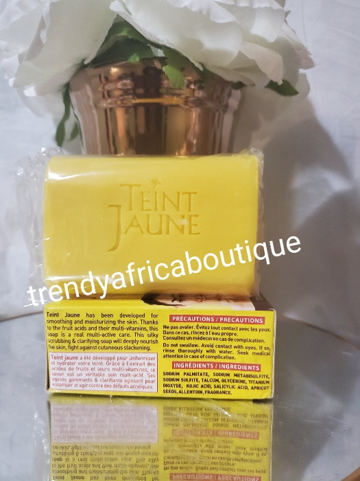 X 2 soap: Teint Jaune 3triple action amoothimg and scrubbing soap. 200 g each x 2 bar soap