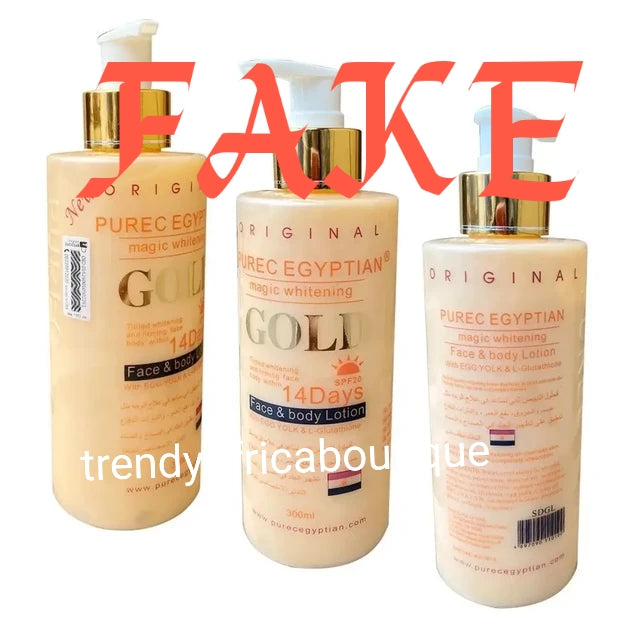 2pcs  Purec Egyptian magic GOLD, vit. C & TURMERIC, egg yolk for face & body lotion 300ml Plus Pure egyptian serum 100ml. Fast whitening formulated to evenly lighten, and brighten your skin, giving you that natural flawless glowing skin