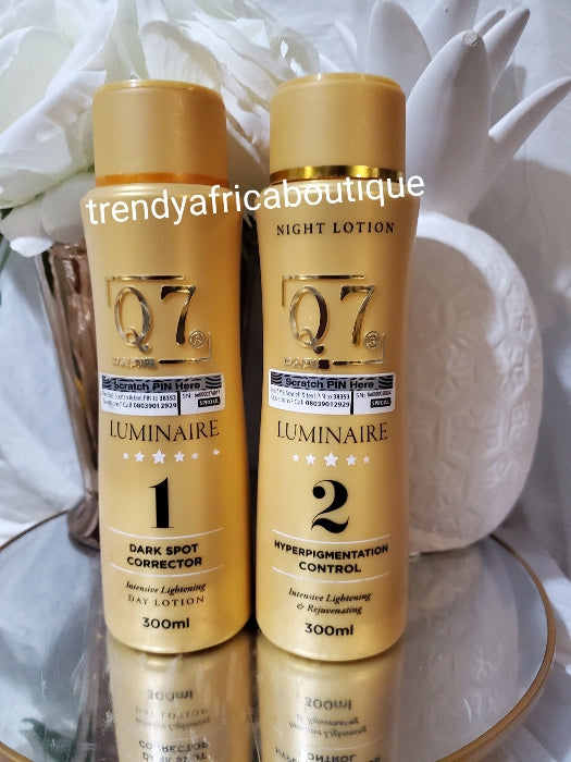 Q7 paris Luminaire day lotion #1 & Night lotion 2. Skin lightening and dark spots corrector body lotions. Price is for 2 bottles.