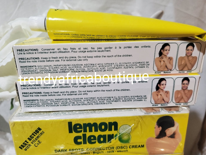 2in1 Lemon Clear Schönheitsserum mit Vit. C &amp; E PLUS Lemon Clear Creme zur Korrektur dunkler Flecken, superschnelle Wirkung mit Vitamin. C &amp; E für Gesicht, Ellbogen, Hals, Beine und mehr. Lichtecht und sicher