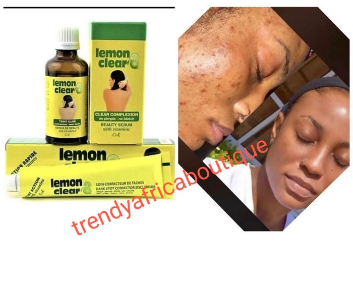 2in1  Lemon Clear beauty serum with vit. C & E PLUS  Lemon clear Dark spots corrector cream super fast action with vit. C & E for face, elbows, neck, legs and more. Light fast and safe