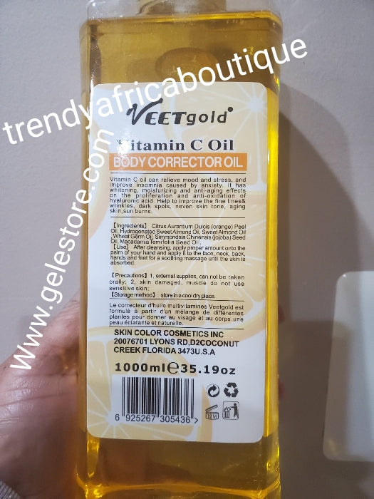 VeetGold Vitamin C body corrector oil with pump 100%  natural essential oil. Mix into body lotion or use by itself. BEWARE OF FAKE. Spf15