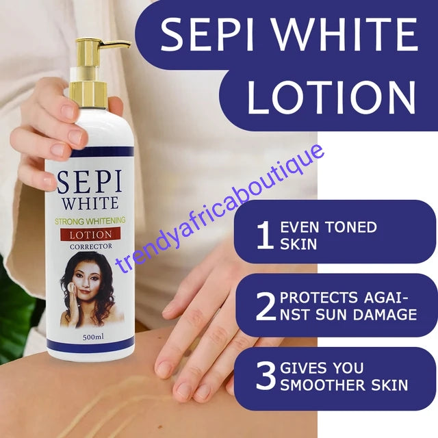 SEPI WHITE STRONG Whitening Corrector body lotion, 500ml x 1. With spf 15. Brightens dull skin, soften,unify skin tone 10 to 14 days action