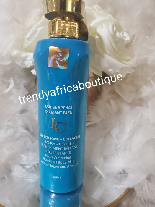 Lait Snapchat Diamant Blue Bodylotion 500mlx1 . Erzielen Sie einen gleichmäßigen, makellosen und natürlichen, aufhellenden Hautglanz mit modernen, aufhellenden, natürlichen Inhaltsstoffen. Glutathion + Kollagen. 100 % Zufriedenheit 