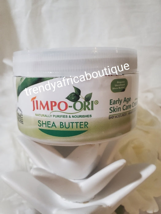 Back in stock: JIMPO-ORI shea butter, coconut oil etc. Is an early child skin care for a smooth, soft, clearer skin. 180g jar. Amazing body cream for babies, & good for All ages👌