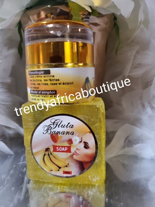 2pcs GLUTA Banana face cream 50g x1 & bar soap. A  blend of glutathion, banana extracts & vit.C. Gives you that yellow undertone
