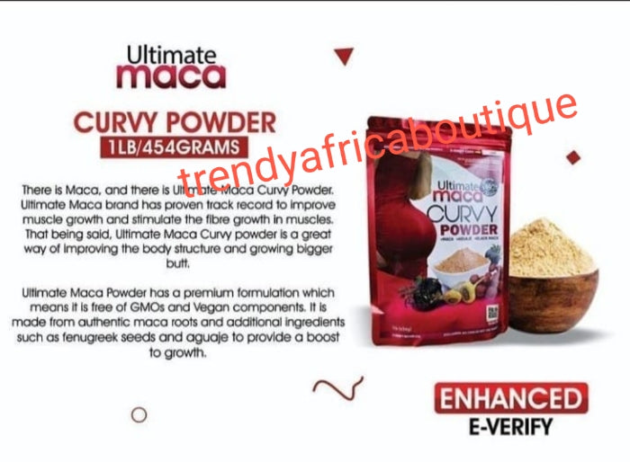 Ultimate Maca Curvy powder sold per one pack. Best enhancent for hips and curve. Made with all NATURAL INGREDIENTS 💯 AUTHENTIC 1lb bag 454g per one bag