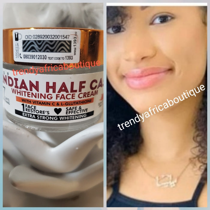 INDIAN HALFCAST Whitening face cream.with vit. C & L-Glutathion Safe & effective.  Extra Strength whitening with spf 30. X 1