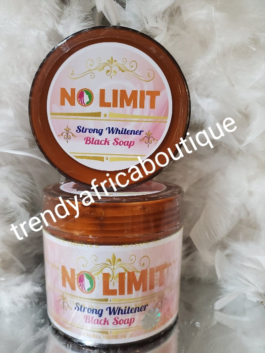 NEW PACKAGING: x 1 jar NO LIMIT strong whitening and skin repair black soap. 100% response on darks spots, pimples and acne. 7 days Action. 500g jar