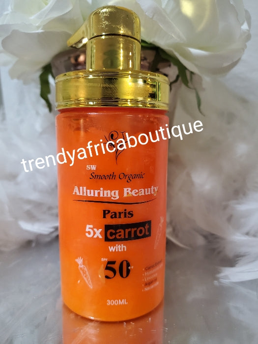 SMOOTH ORGANIC ALLURING BEAUTY  paris 5x carrot body lotion 300ml x 1 bottle spf50