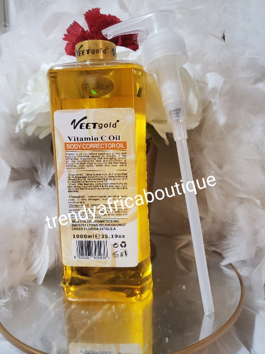 Pro-mix veetgold vitamin C oil for active whitening; VeetGold Vitamin C body corrector oil with pump 100% spf15  & Gluta 3 days lightening & treatment concentre serum.