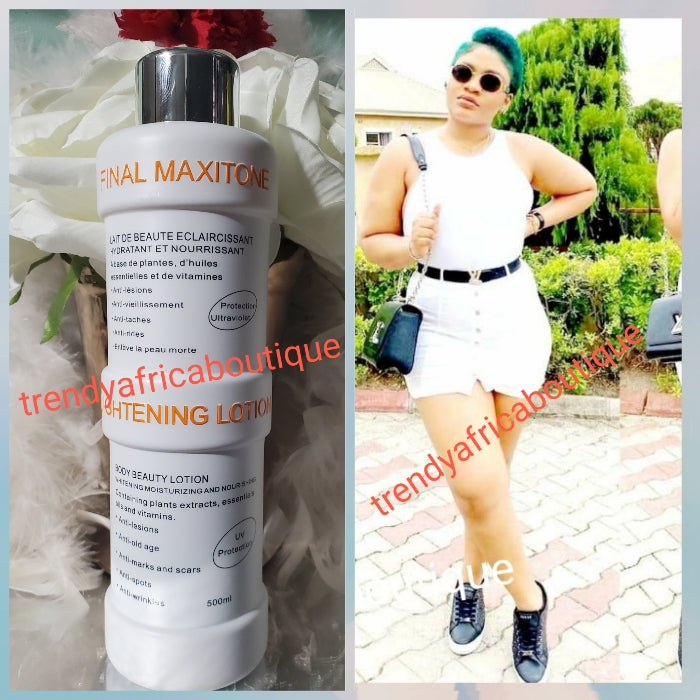 AUTHENTIC final Maxitone super  lightening body lotion 500ml x 1 . formulated with natural ingredients,  plant extracts and comes with UV PROTECTION! Anti ageing, anti marks, anti spots & wrinkles