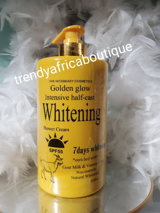 Golden Glow Intensive Halfcast whitening shower gel Enriched with goat Milk, vitamins C & Niacinamide 1000mlx 1 spf 55