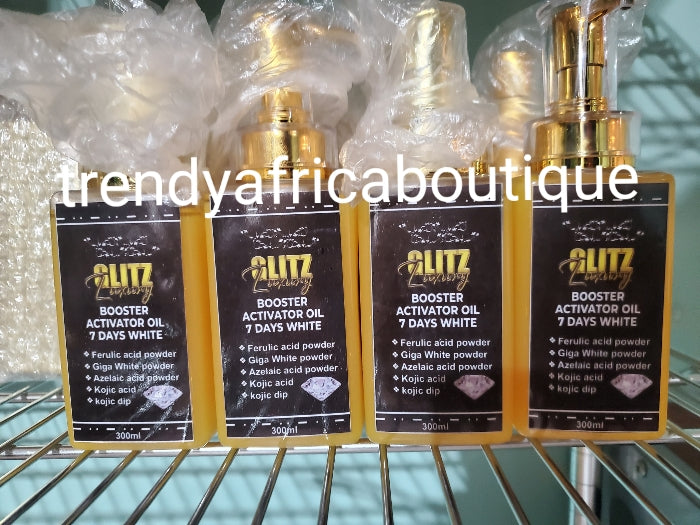 Glitzluxury Undiluted Thailand BOOSTER ACTIVATOR whitening oil🔥🔥🔥🔥7 DAYS WHITE. With Giga powder, kojic dip. Azelaic powder etc. 7 days OSHAPRAPRA. 300ml x 1 FOR PRO-MIX ONLY. 💯 ORGANIC