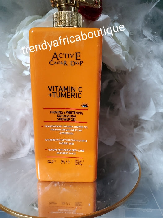 Active Caviar drip vitamin C plus TUMERIC shower gel  1000ml x 1 spf 50. Skin brightening, glowing and even skin tone