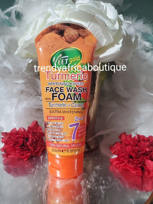 X 1 VeetGold turmeric whitening Expert foaming face wash. 2in1 formula. 100% natural organic formula. 200g x 1 & price is for one .